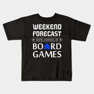 Blue Meeple Weekend Forecast 100% Chance Of Board Games Kids T-Shirt